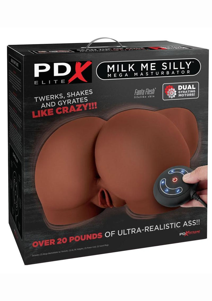 Pdx Elite Milk Me Silly Plug In Pussy and Ass Mega Masturbator with Remote Control - Chocolate