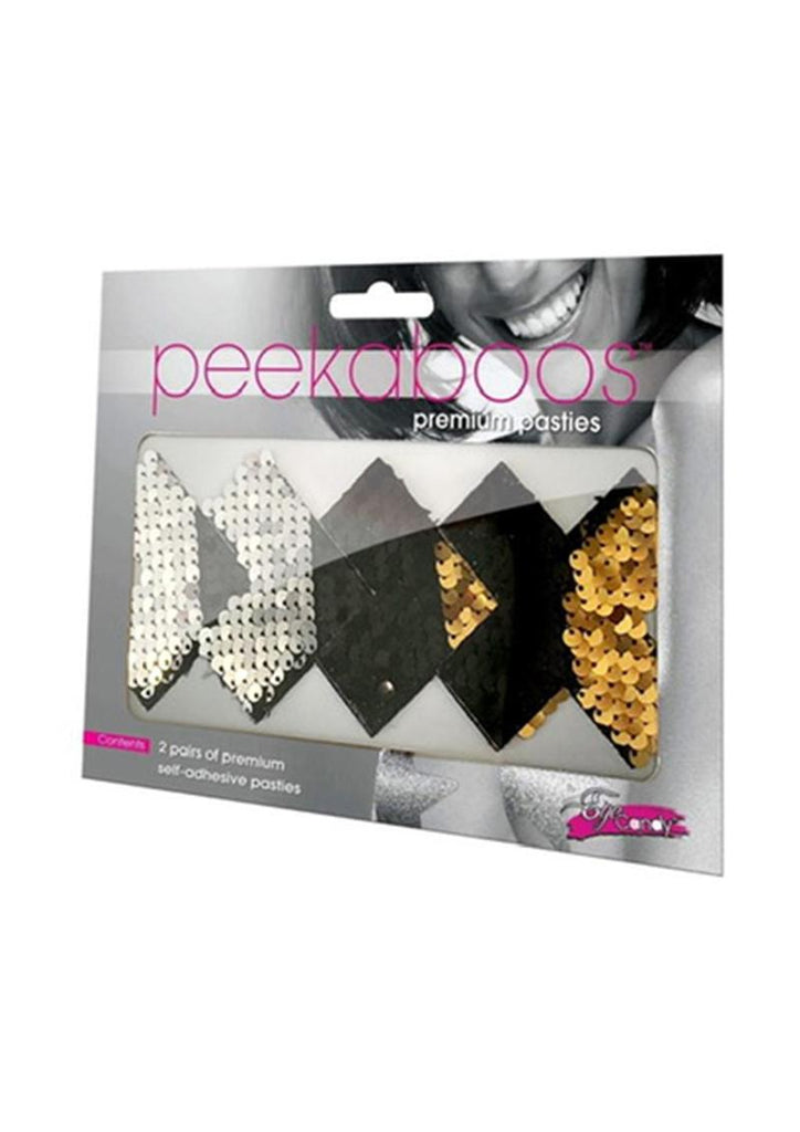 Peekaboos Reversible Sequin X Pasties - Black/Gold