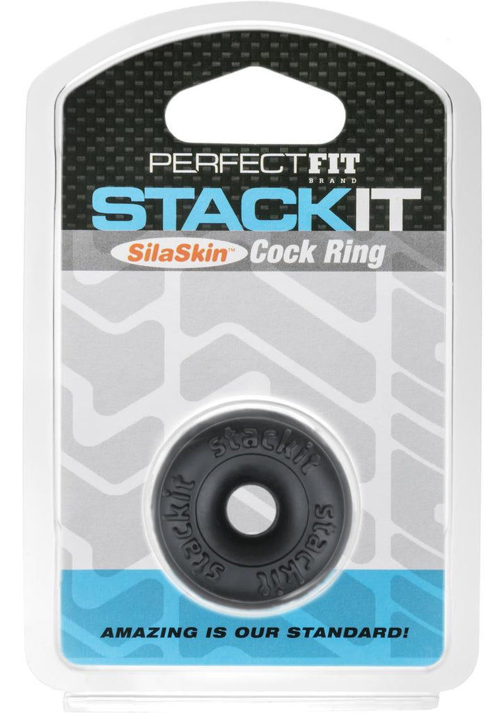 Perfect Fit Stackit Silaskin Cock Ring - Black/Clear