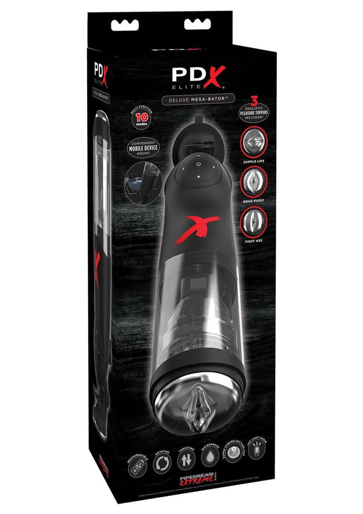 Pipedream Extreme Elite Rechargeable Deluxe Mega-Bator Masturbator - Black/Clear