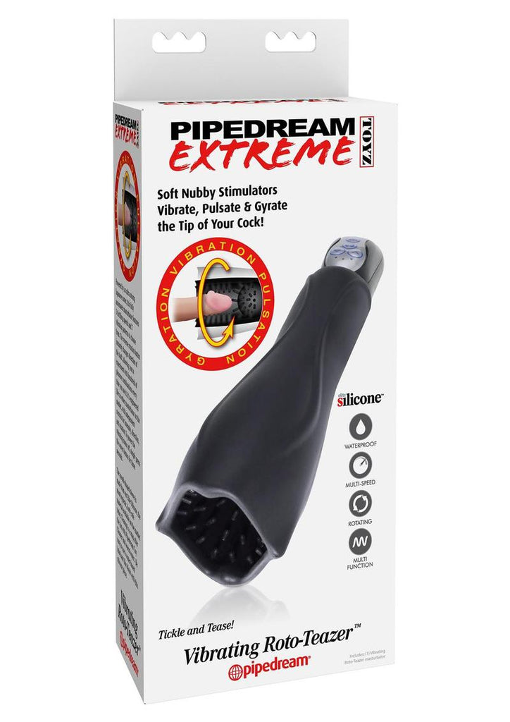 Pipedream Extreme Toyz Silicone Vibrating Roto-Teazer Masturbator - Black