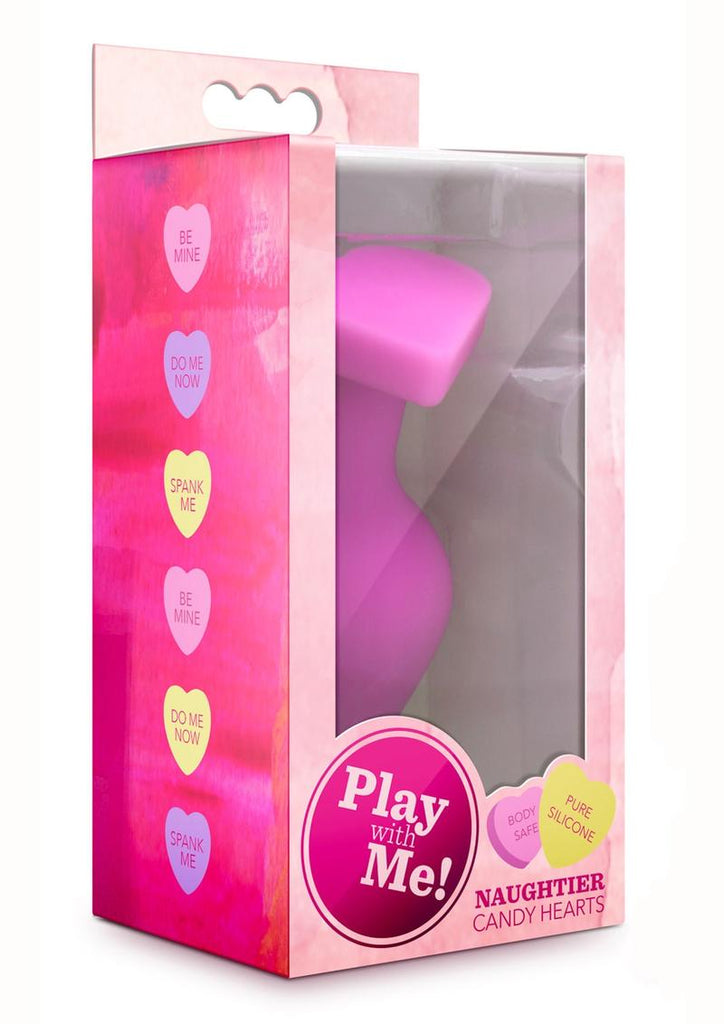 Play with Me Naughtier Candy Heart Ride Me Silicone Butt Plug - Pink