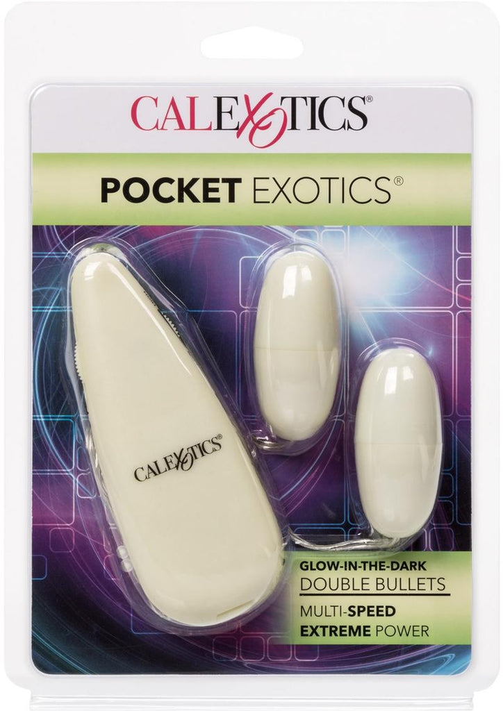 Pocket Exotics Glow In The Dark Double Bullets - Glow - Glow In The Dark/Ivory