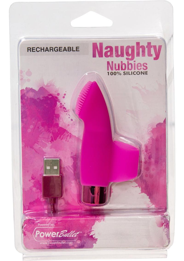 Powerbullet Naughty Nubbies Silicone Rechargeable Finger Massager - Pink