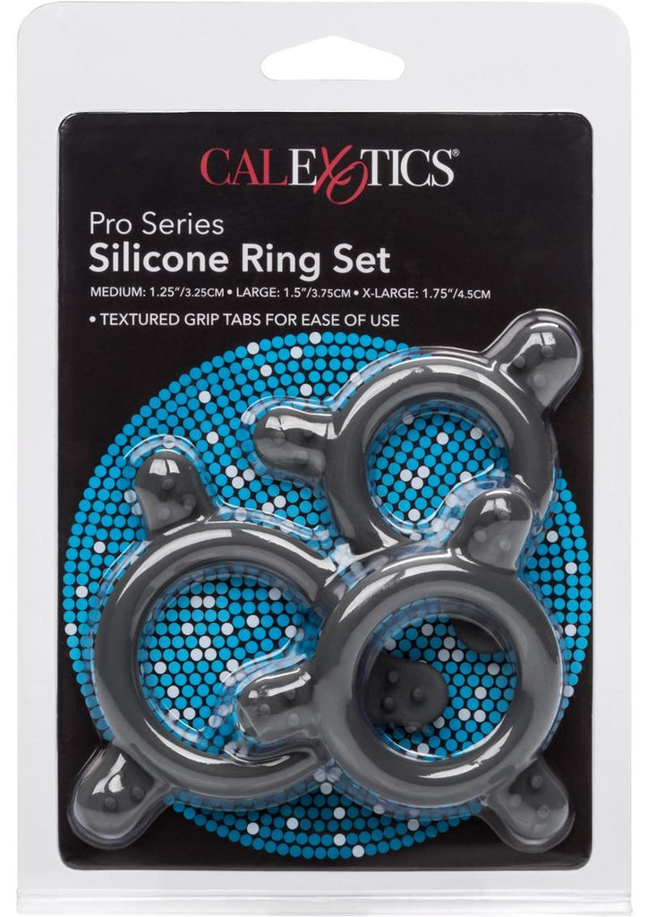 Pro Series Silicone Cock Ring - Black/Grey - 3 Piece Set/Set