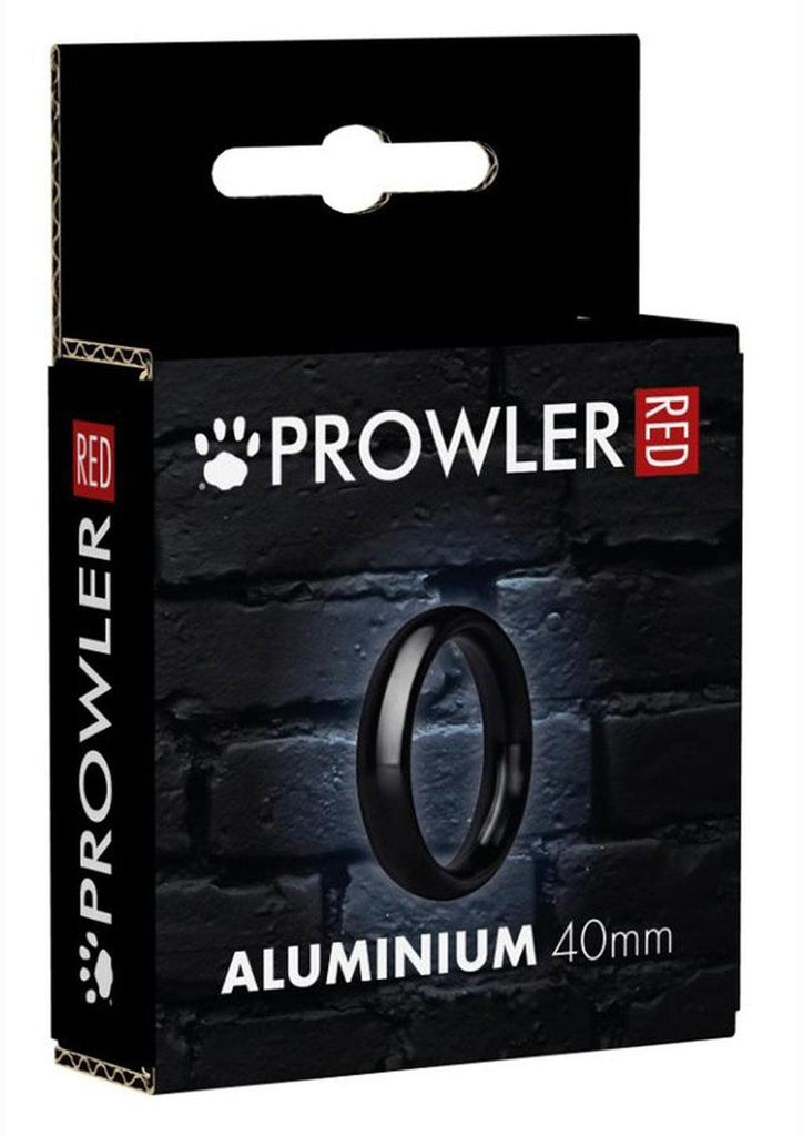Prowler Red Aluminum Cock Ring - Black/Metal - 40mm