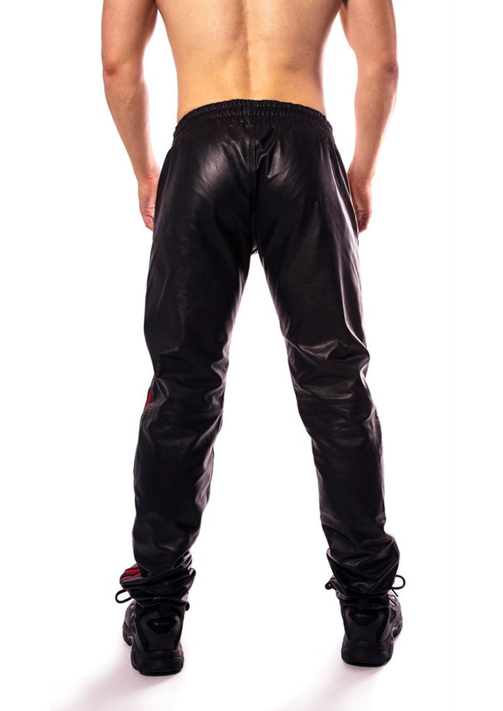 Prowler Red Leather Joggers - Black/Red - Small