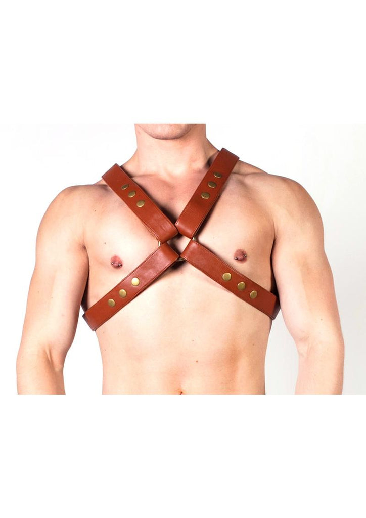 Prowler Red X Chest Harness - Xlarge - Brown/Brass - Brown/Metal - XLarge