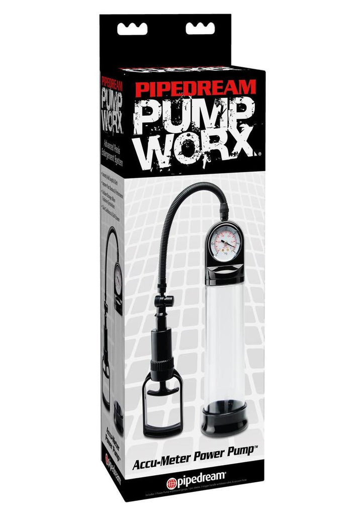 Pump Worx Accu-Meter Power Penis Pump - Black/Clear