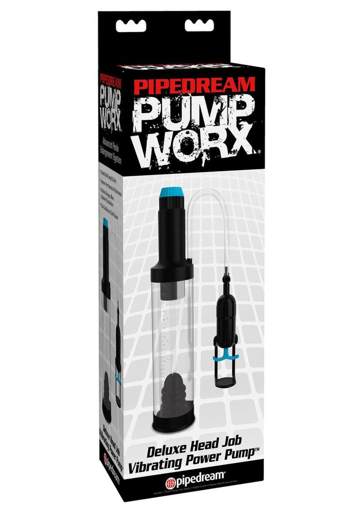 Pump Worx Deluxe Head Job Vibrating Power Penis Pump - Black/Clear