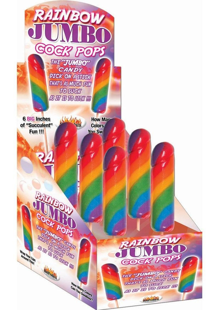 Rainbow Jumbo Cock Pops - Multicolor - 6 Per Display