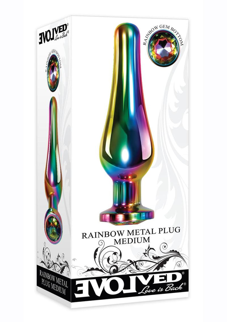 Rainbow Metal Anal Plug - Metal/Multicolor - Medium