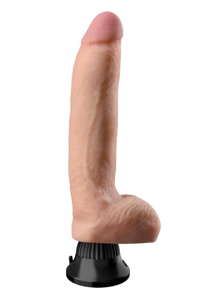 Real Feel Deluxe No. 5 Wallbanger Vibrating Dildo with Balls - Flesh/Vanilla - 8in