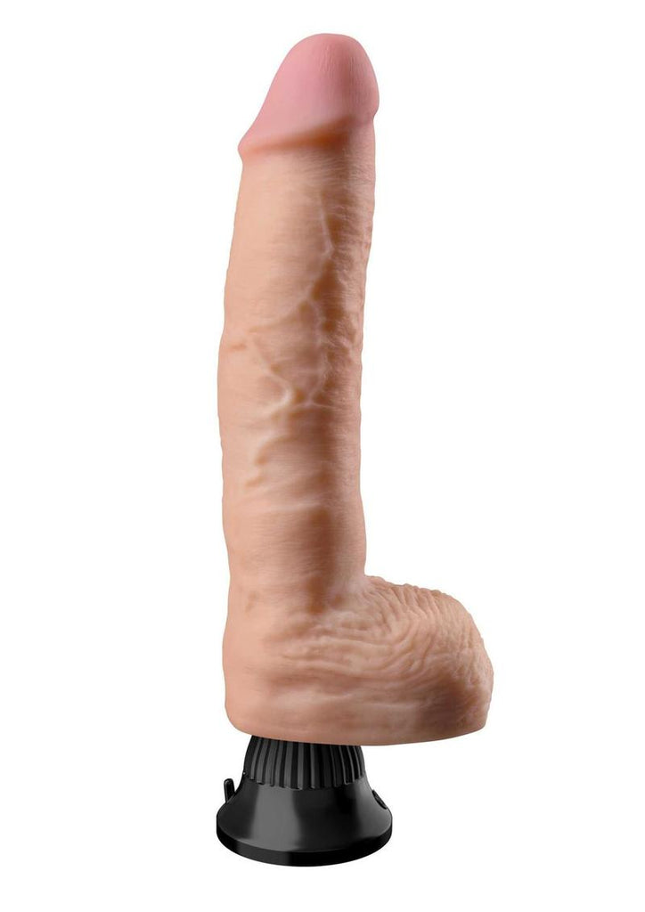 Real Feel Deluxe No. 9 Wallbanger Vibrating Dildo with Balls - Flesh/Vanilla - 9.5in