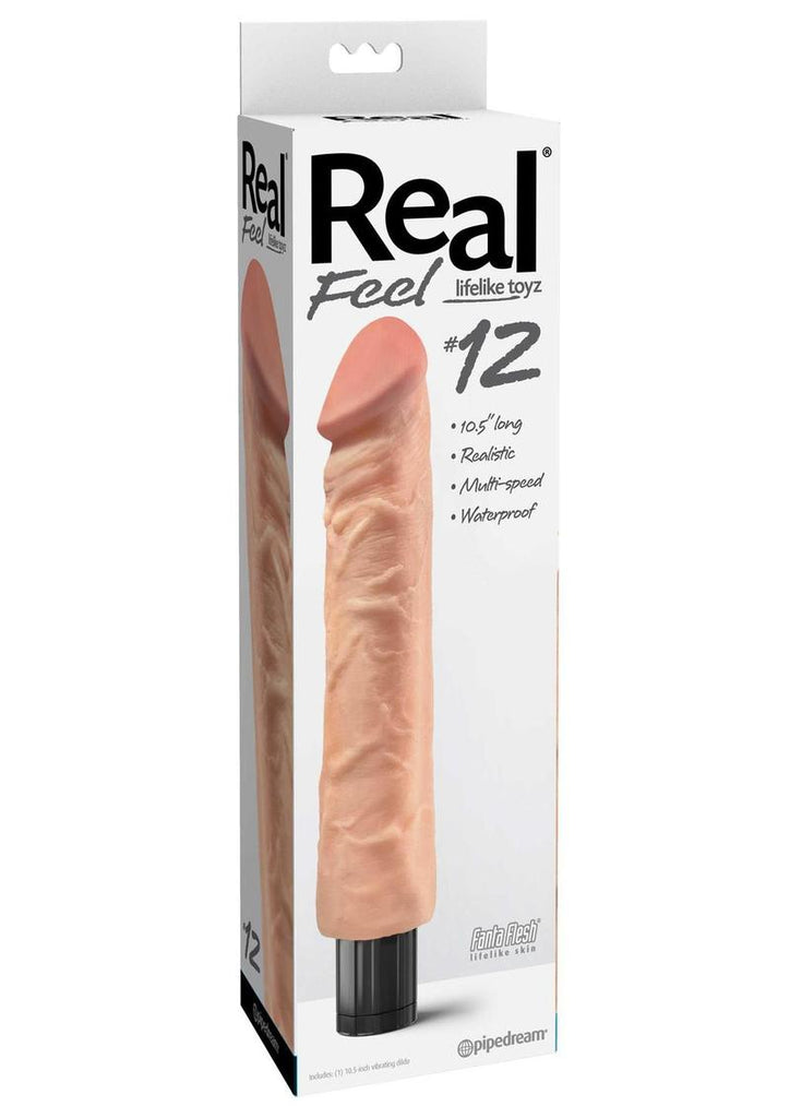 Real Feel Lifelike Toyz No. 12 Realistic Vibrating Dildo - Flesh/Vanilla - 10.5in