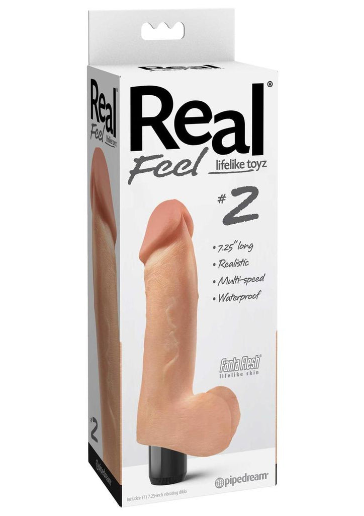 Real Feel Lifelike Toyz No. 2 Realistic Vibrating Dildo with Balls - Flesh/Vanilla - 8in