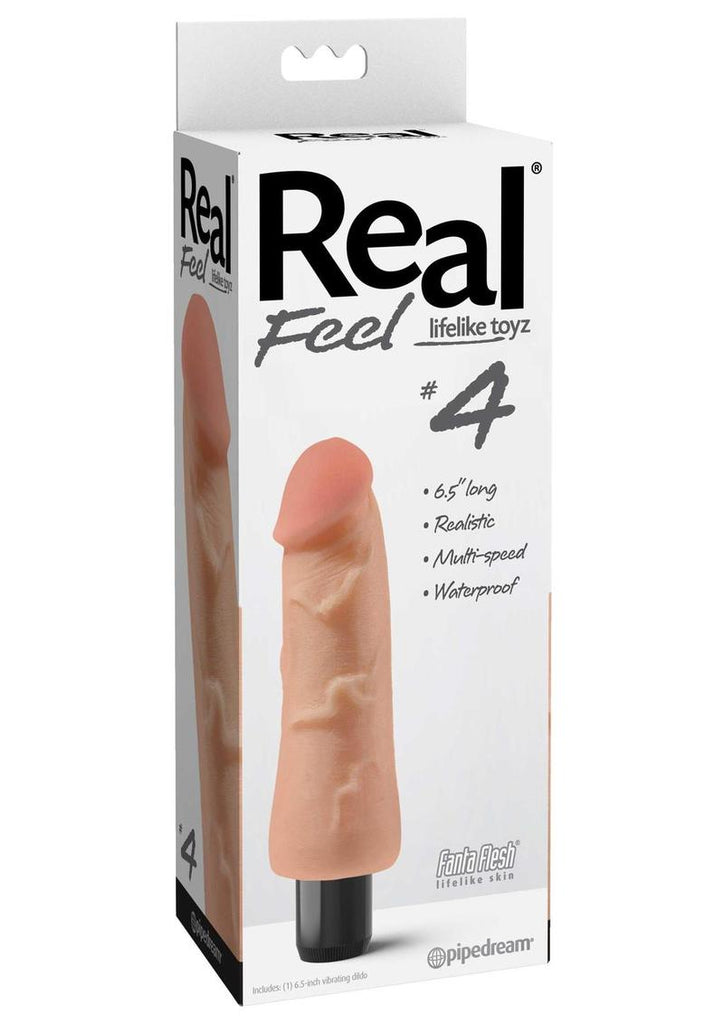 Real Feel Lifelike Toyz No. 4 Realistic Vibrating Dildo - Flesh/Vanilla - 6in