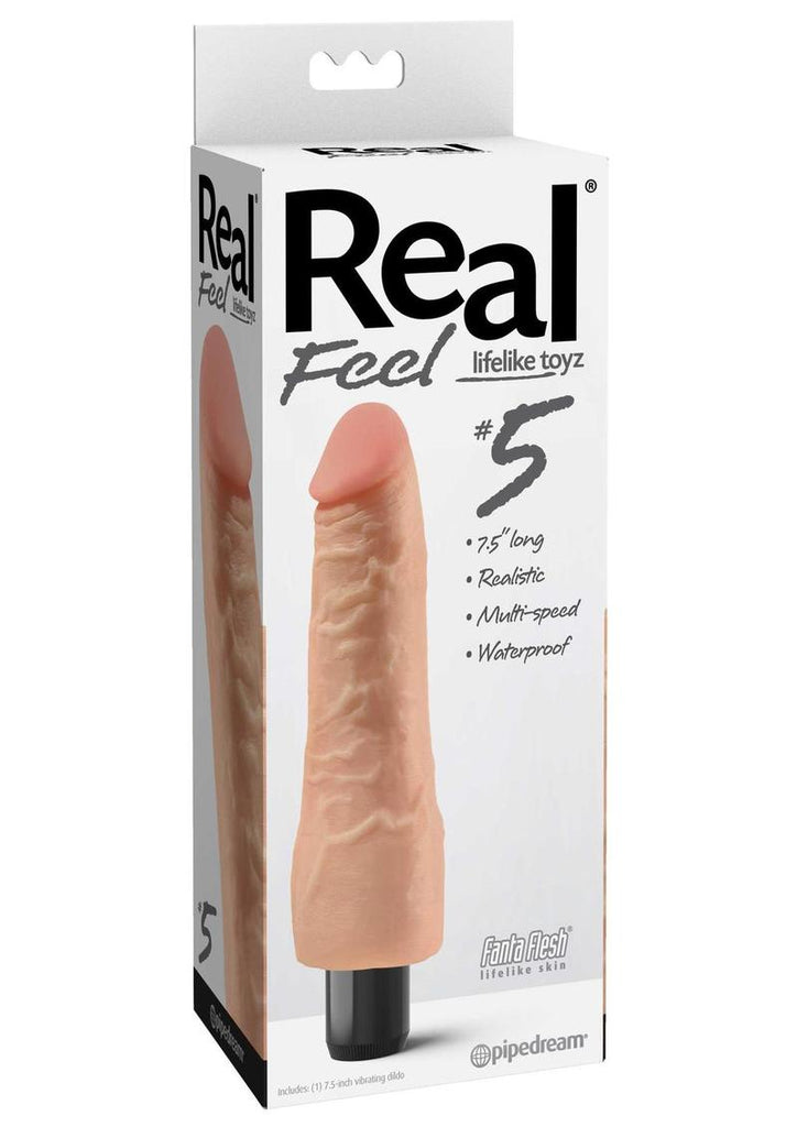 Real Feel Lifelike Toyz No. 5 Realistic Vibrating Dildo - Flesh/Vanilla - 7.5in
