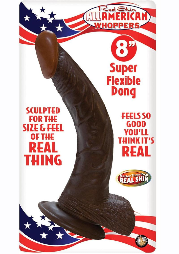 Real Skin All American Afro American Whoppers Dildo with Balls - Chocolate - 8in