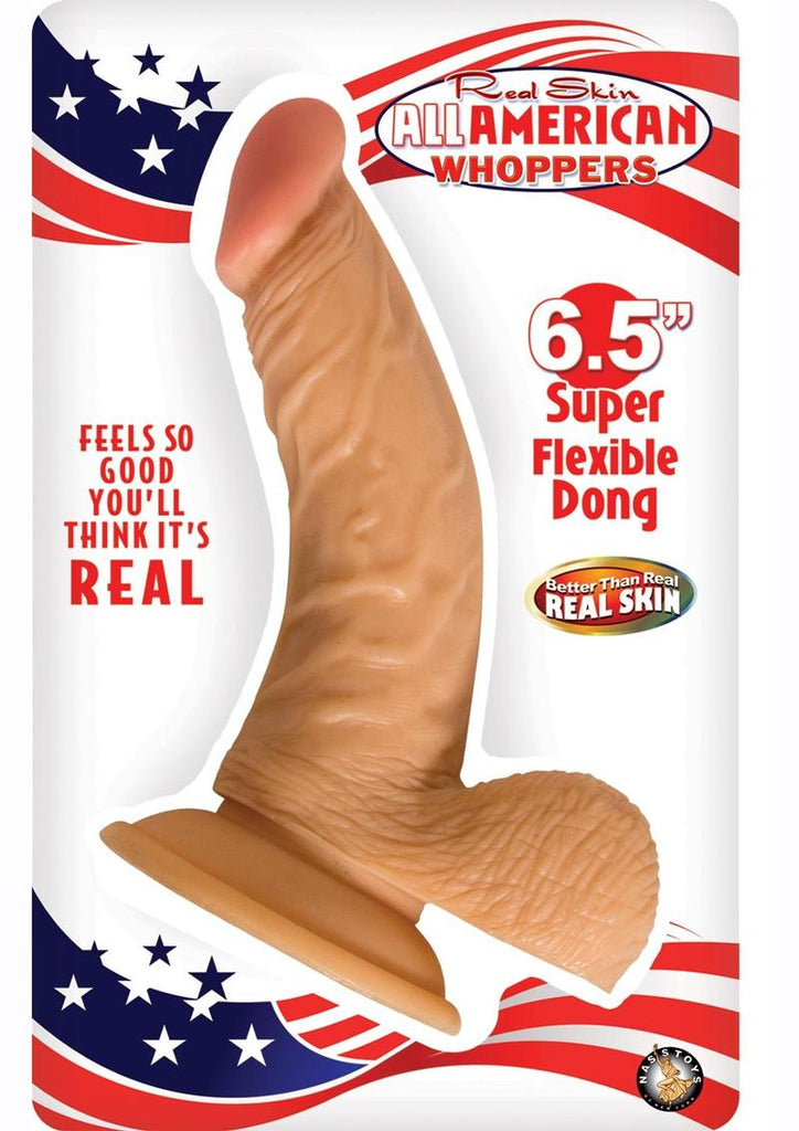 Real Skin All American Whoppers Dildo with Balls - Flesh/Vanilla - 6.5in