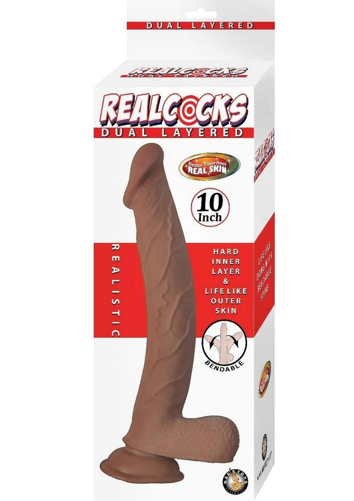Realcocks Dual Layered Bendable Dildo - Chocolate - 10in