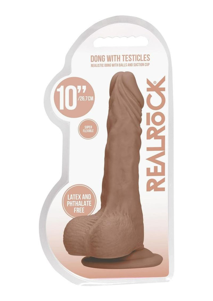 Realrock Skin Realistic Dildo with Balls - Caramel - 10in