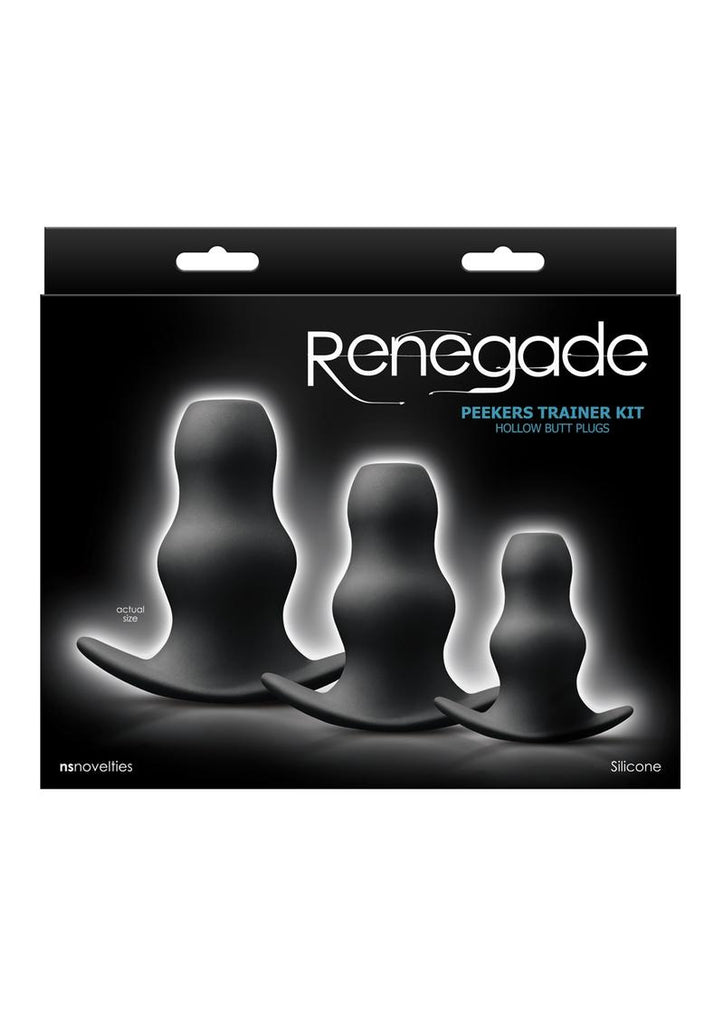 Renegade Peekers Trainer Silicone Hollow Butt Plugs Kit - Black - 3 Per Set