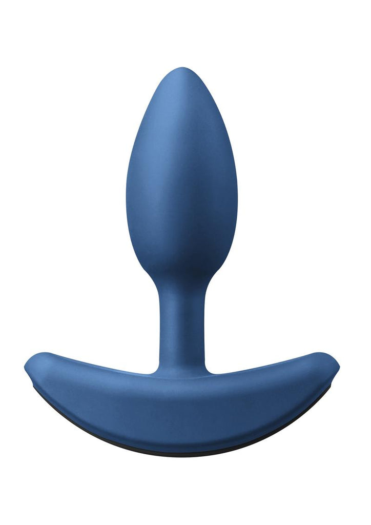 Renegade Rechargeable Silicone Vibrating Heavyweight Anal Plug - Blue - Small
