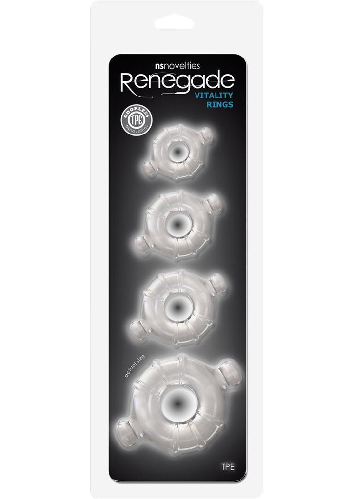 Renegade Vitality Cock Ring Kit - Clear - 4 Per Set