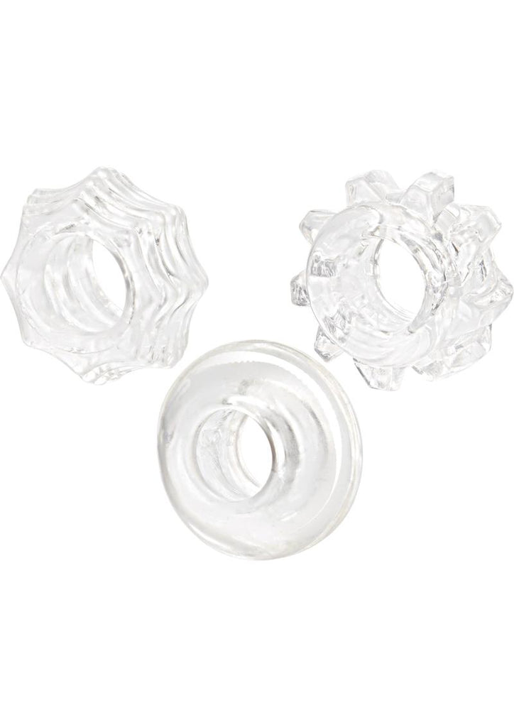 Reversible Ring Set Silicone Cock Ring - Clear - 3 Piece Set