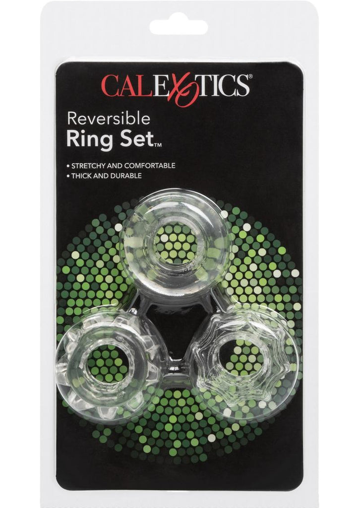 Reversible Ring Set Silicone Cock Ring - Clear - 3 Piece Set