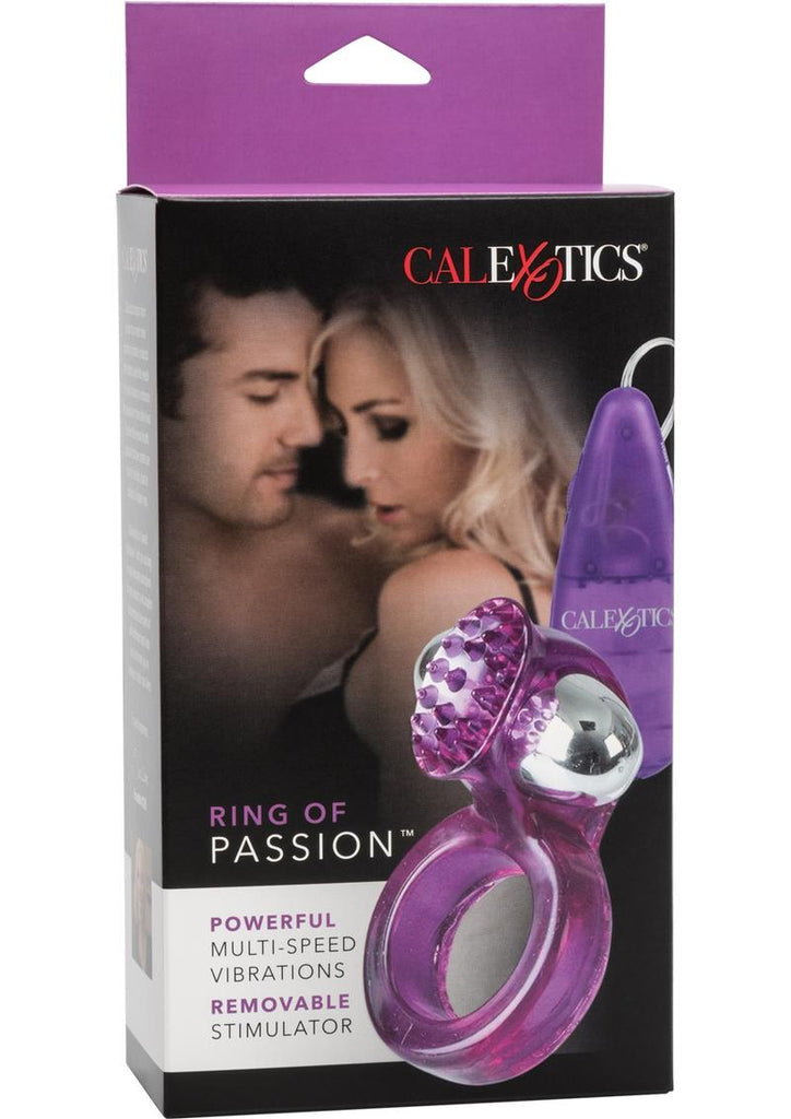 Ring Of Passion Vibrating Cock Ring with Clitoral Stimulation - Purple