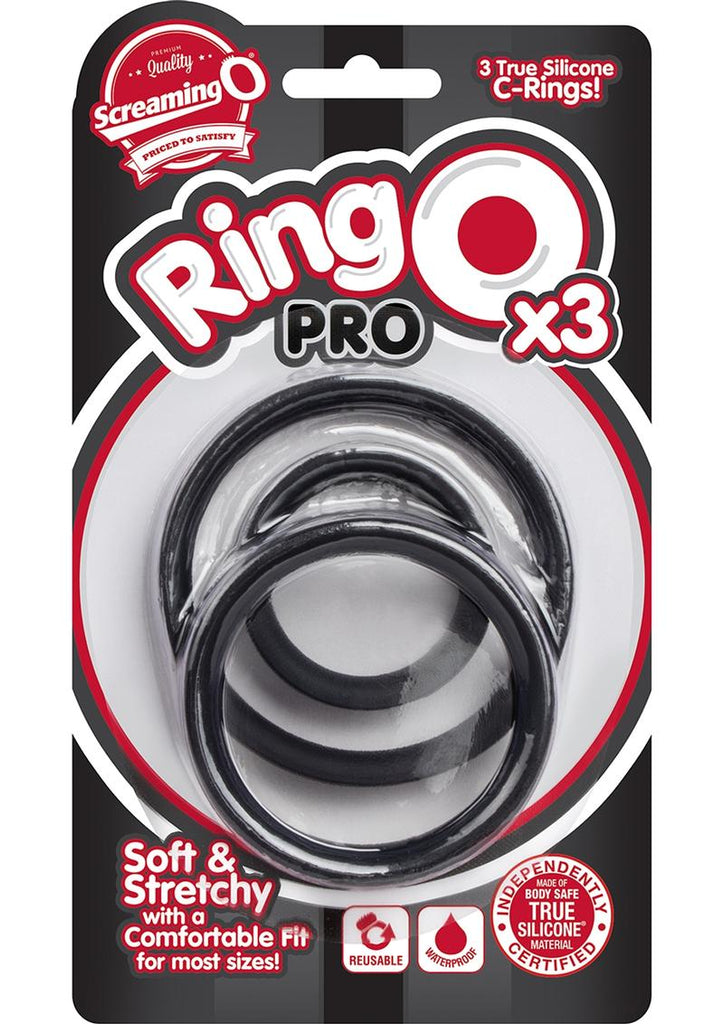 Ringo Pro X3 Silicone Cock Rings Set Waterproof - Black - 3 Piece/Pack