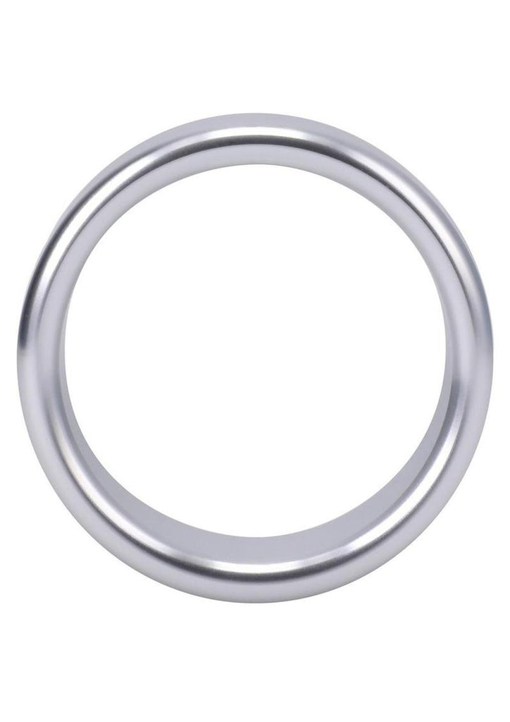 Rock Solid Brushed Alloy Aluminum Cock Ring - Metal/Silver - Medium