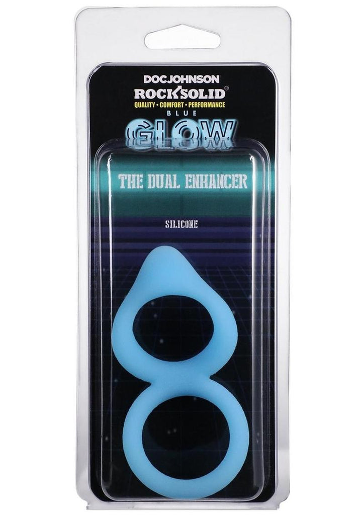 Rock Solid Dual Enhancer Glow In The Dark Silicone Ring - Blue/Glow In The Dark