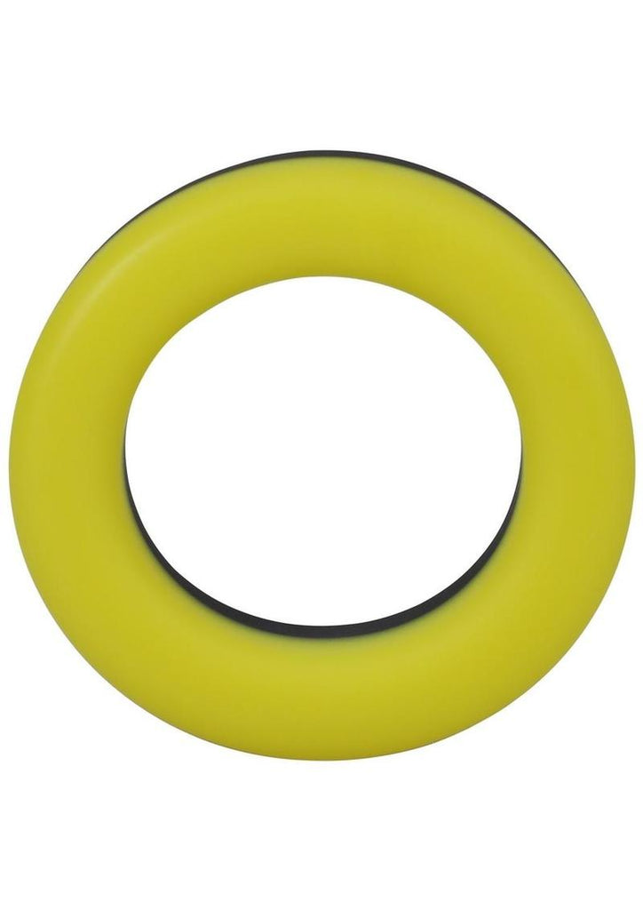 Rock Solid The Big O Silicone Cock Ring - Black/Yellow