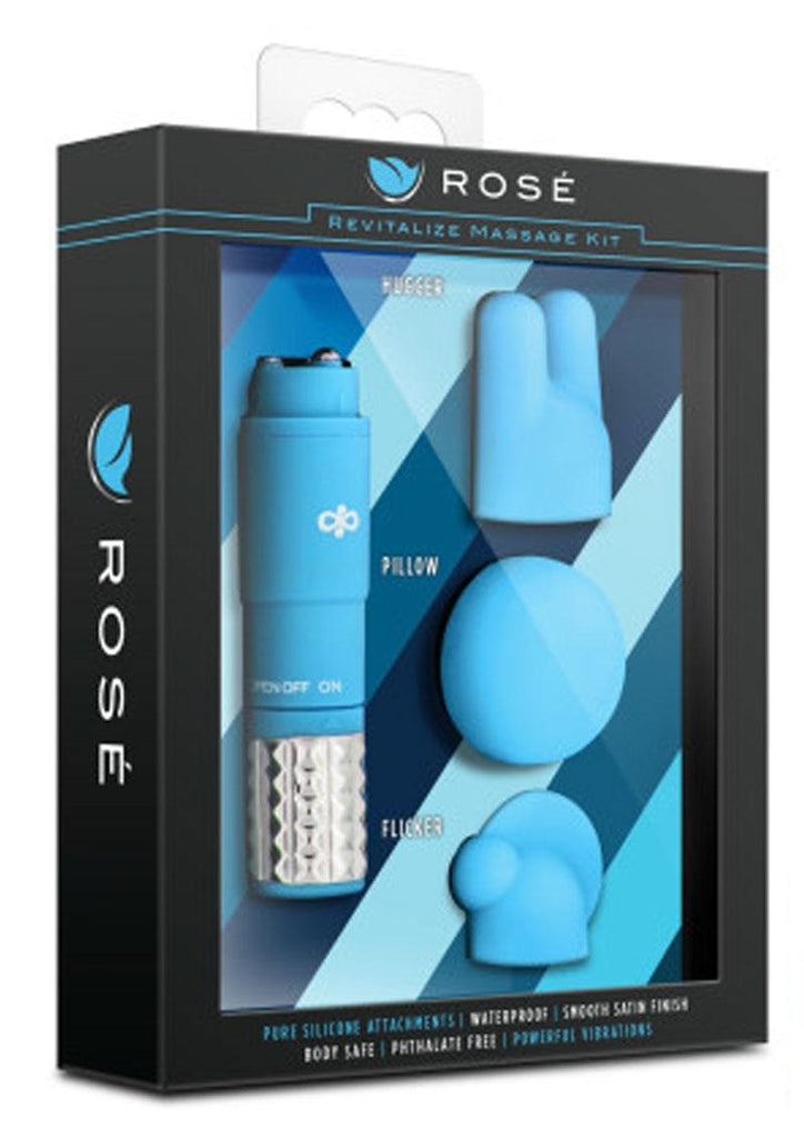 Rose Revitalize Massage Kit with Silicone Attachments - Blue