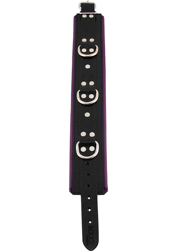 Rouge 3 D-Ring Padded Leather Adjustable Collar - Black/Purple