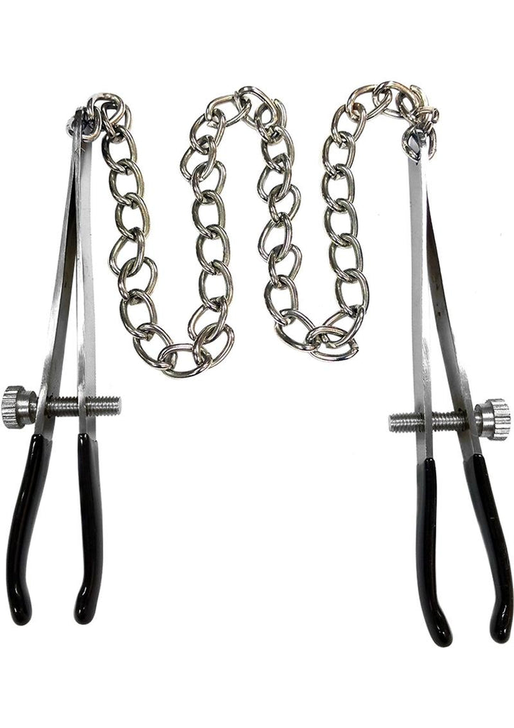 Rouge Adjustable Stainless Steel Tweezer Nipple Chain - Silver