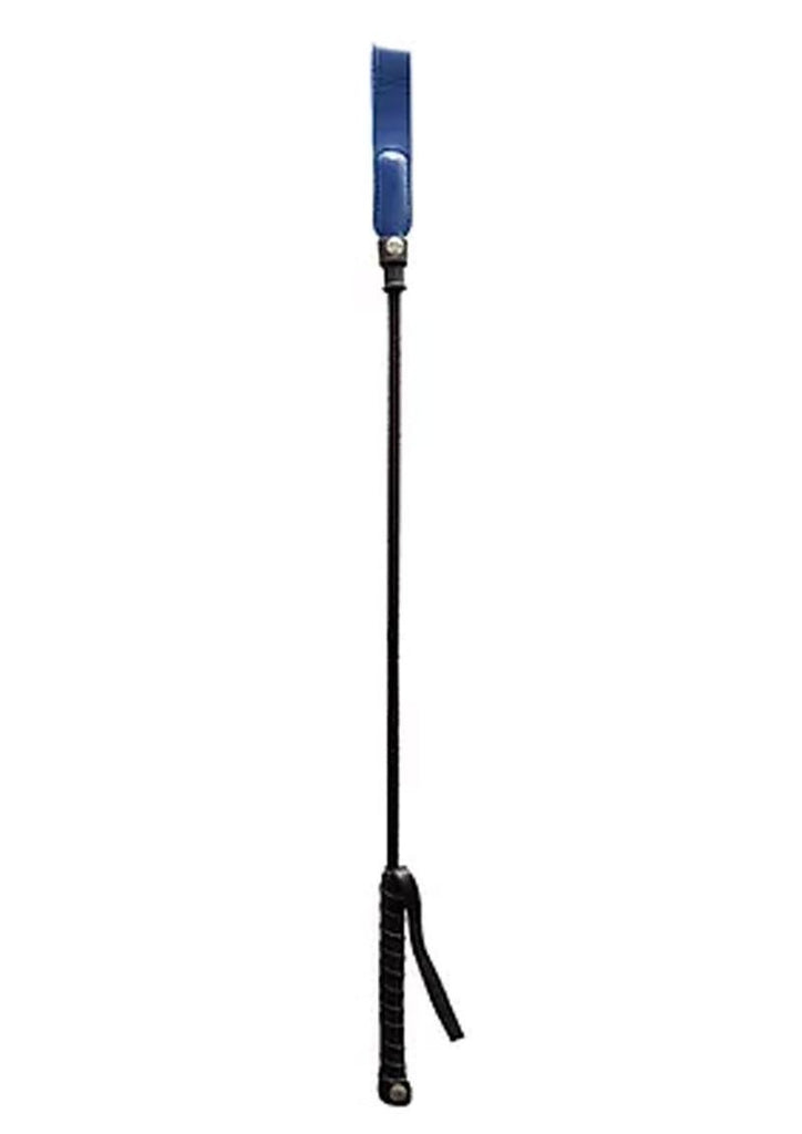 Rouge Leather Riding Crop with Slim Tip - Blue