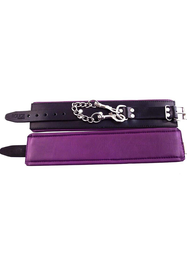 Rouge Padded Leather Adjustable Ankle Cuffs - Black/Purple