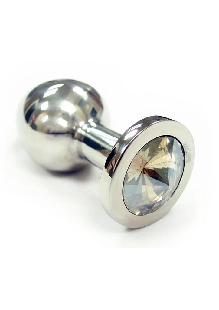 Rouge Smooth Stainless Steel Anal Plug - Clear/Clear Jewel - Small