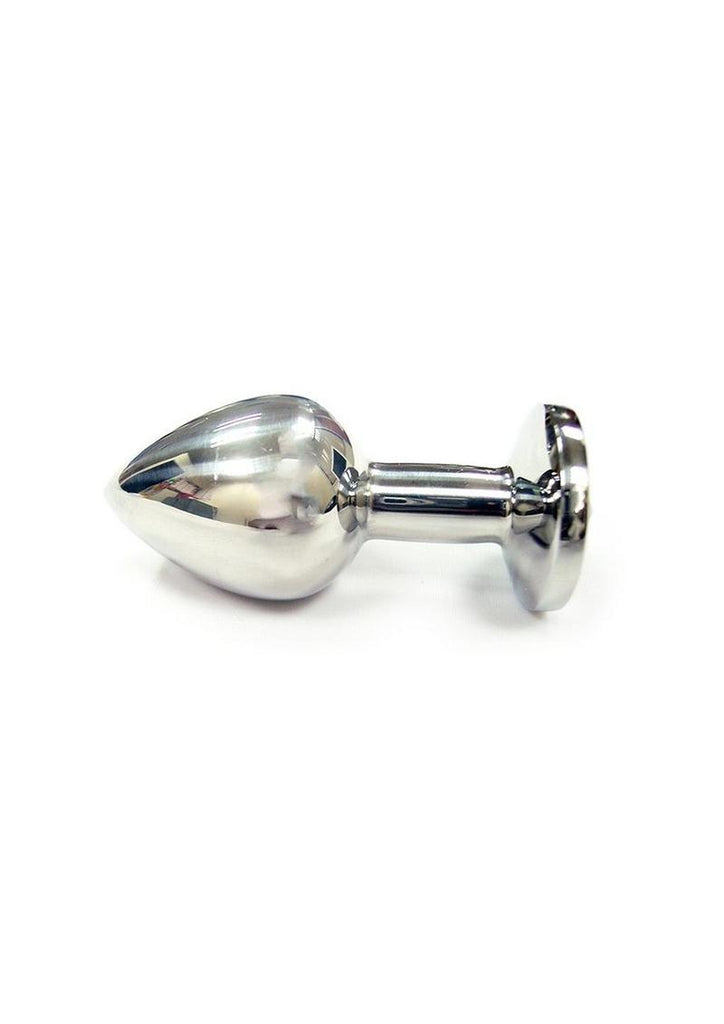 Rouge Smooth Stainless Steel Anal Plug - Clear/Clear Jewel - Small