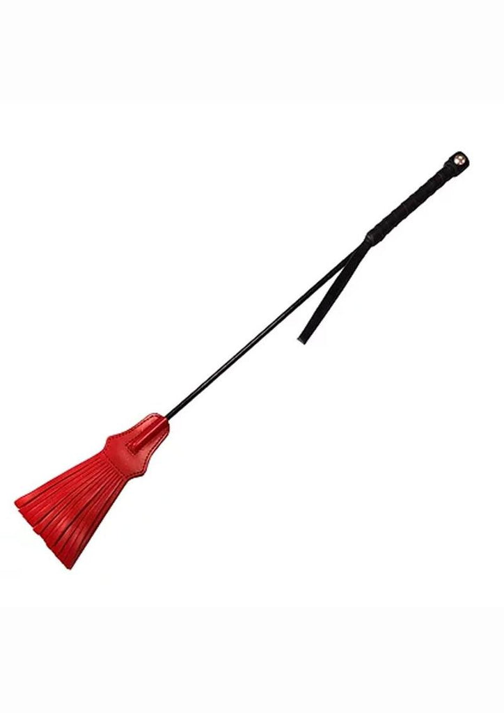 Rouge Tasselled Leather Riding Crop - Black/Red