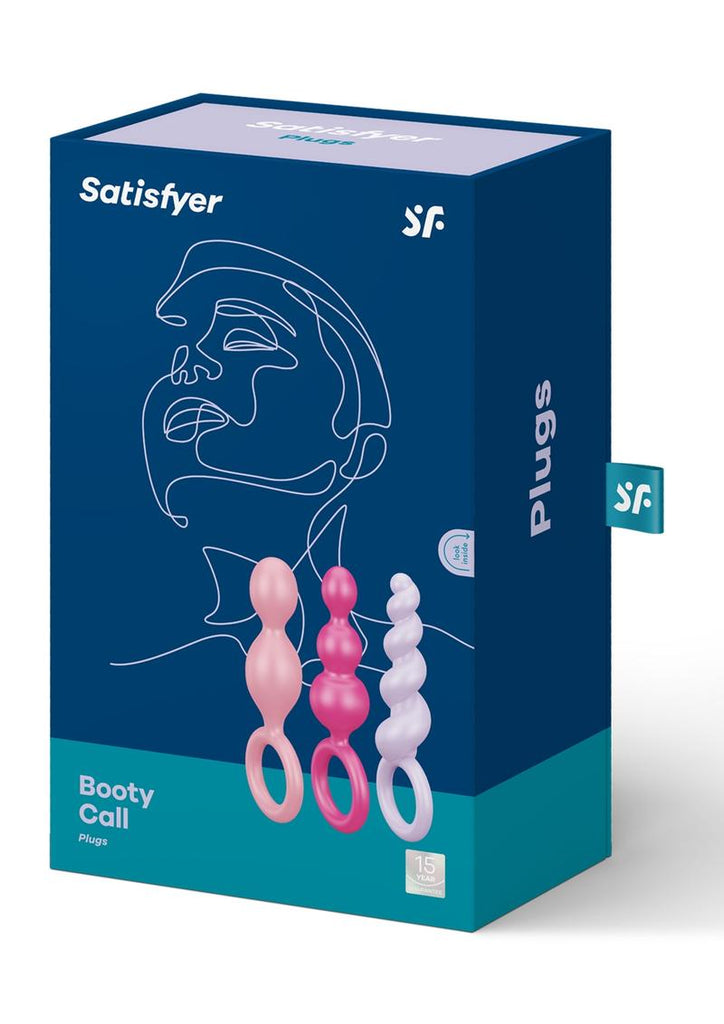 Satisfyer Booty Call Silicone Textured Anal Plugs Assorted Colors 3 Each - Assorted Colors - Per Set