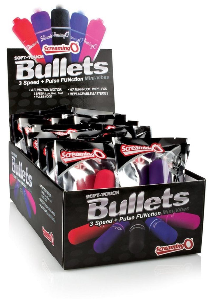 Scream O Soft Touch Bullets 3+1 Speed Mini Vibrator - Assorted Colors - 20 Each Per Display