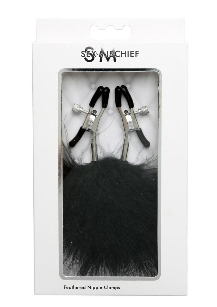 Sex and Mischief Feathered Nipple Clamps - Black