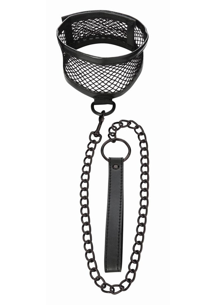 Sex and Mischief Fishnet Collar and Leash - Black