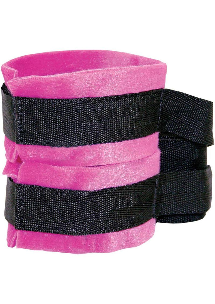 Sex and Mischief Kinky Pinky Cuffs with Tethers - Black/Pink