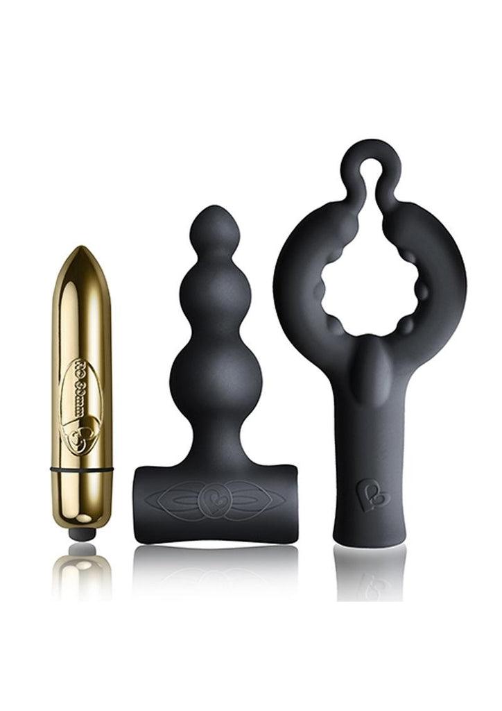 Silhouette Be Mine Set Bullet with Silicone Attachments Vibrator - Black/Gold